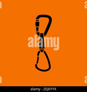 Alpinist Quickdraw Icon. Black on Orange Background. Vector Illustration. Stock Vector