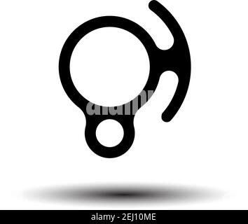 Alpinist Descender Icon. White on Black Background. Vector Illustration ...