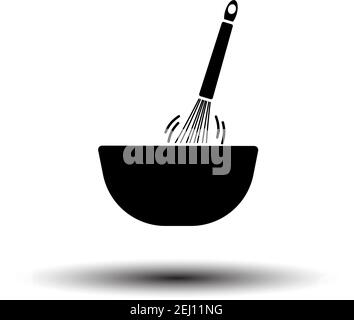 Corolla Mixing In Bowl Icon. Black on White Background With Shadow. Vector Illustration. Stock Vector