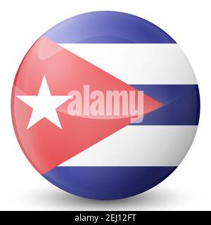 Glass light ball with flag of Cuba. Round sphere, template icon. Cuban ...