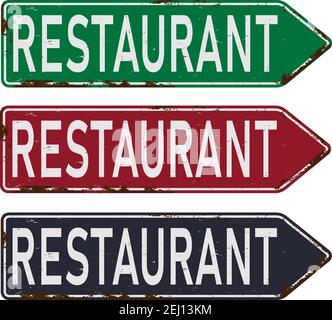 Grunge route sixty six Restaurant diner arrow guidepost sign, retro style, vector illustration, Stock Vector