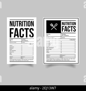 Nutrition Facts label set Stock Vector