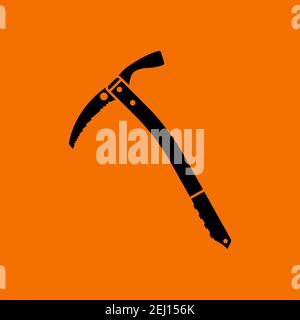 Ice Axe Icon. Black on Orange Background. Vector Illustration. Stock Vector