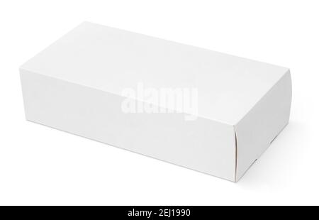 Blank white cardboard box isolated on white background with clipping path Stock Photo