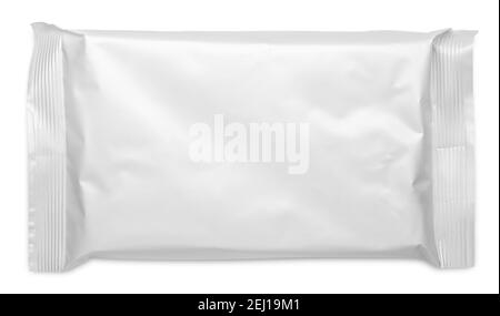 Blank plastic pouch food packaging isolated on white background Stock Photo