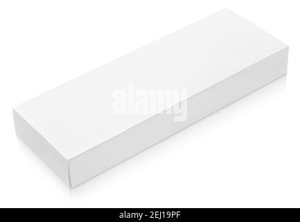 Flat long paper or cardboard box template for chocolate isolated on white Stock Photo