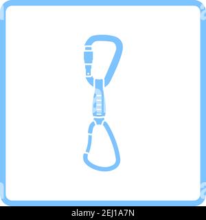 Alpinist Quickdraw Icon. Blue Frame Design. Vector Illustration. Stock Vector