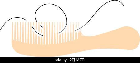 Hair In Comb Icon. Flat Color Design. Vector Illustration. Stock Vector