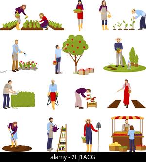 Gardening man with rake and flowers vector design Stock Vector Image ...