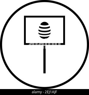 Easter Pointer With Egg Icon. Thin Circle Stencil Design. Vector Illustration. Stock Vector