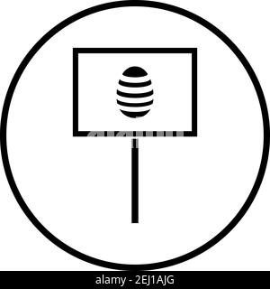 Easter Pointer With Egg Icon. Thin Circle Stencil Design. Vector Illustration. Stock Vector