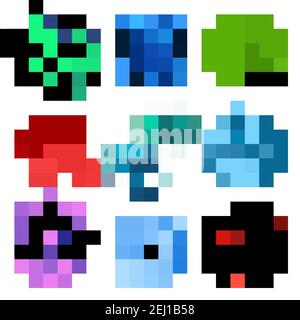 Set of realistic microscopic colorful viruses of various shape on white background isolated vector illustration Stock Vector