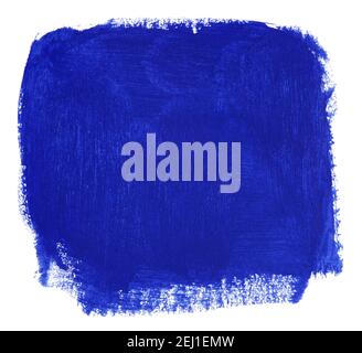 Hand painted blue block of paint isolated on white background Stock Photo