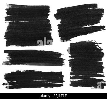 Set of black marker paint texture. Strokes isolated on white background ...