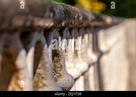 Detail of the iron railing of an old bridge Stock Photo