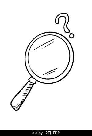 magnifying glass mystery illustration Stock Photo