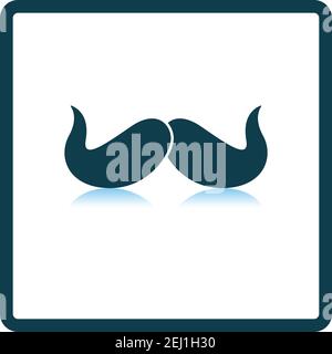 Poirot Mustache Icon. Square Shadow Reflection Design. Vector Illustration. Stock Vector