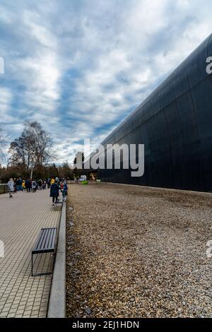 Wroclaw February 1 2020 Long path full of people near Africarium pavilion Stock Photo