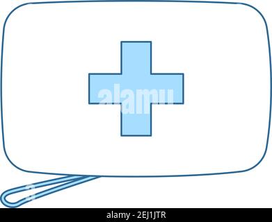 Alpinist First Aid Kit Icon. Thin Line With Blue Fill Design. Vector Illustration. Stock Vector