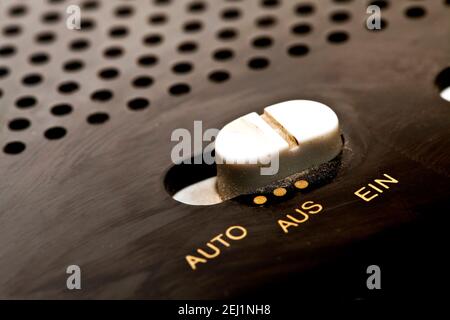Old German Digital Radio On and Off Button Close Up Stock Photo