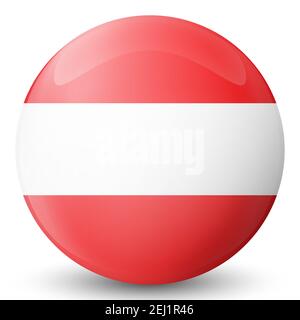 Glass light ball with flag of Austria. Round sphere, template icon. Austrian national symbol. Glossy realistic ball, 3D abstract vector illustration Stock Vector