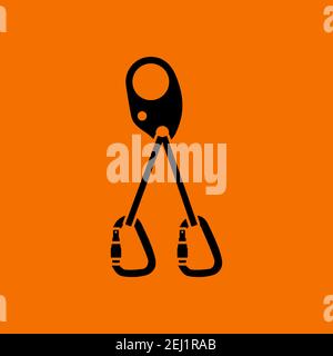 Alpinist Self Rescue System Icon. Black on Orange Background. Vector Illustration. Stock Vector