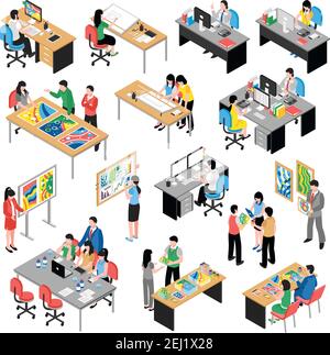 Planning Work Process Collection Icons Set Vector Stock Vector Image ...