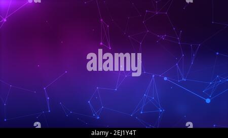 Abstract background of dots and lines triangular cells connecting. Tech cyberpunk 5g concept. Stock Photo