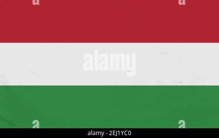 Hungary Flag. Grunge brush stroke with Hungary Flag isolated on grey. Style watercolor drawing and grunge texture.Vector illustration. Stock Vector