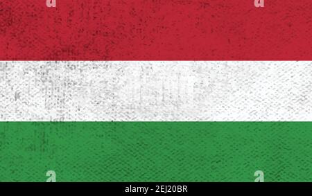 Hungary Flag. Grunge brush stroke with Hungary Flag isolated on grey. Style watercolor drawing and grunge texture.Vector illustration. Stock Vector