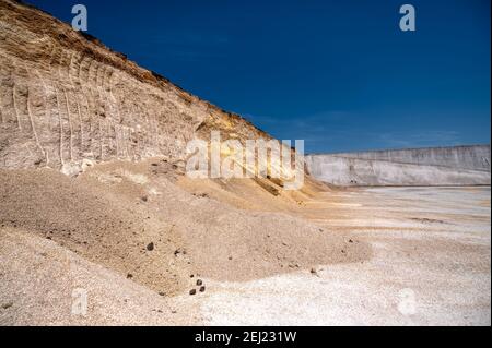 Warehouse for corn feed for animals. Stock Photo