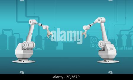 White robot arms on white background vector illustration Stock Vector