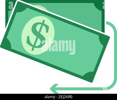 Cash Back Dollar Banknotes Icon. Flat Color Design. Vector Illustration. Stock Vector