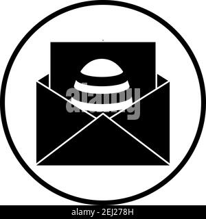 Envelop With Easter Egg Icon. Thin Circle Stencil Design. Vector Illustration. Stock Vector