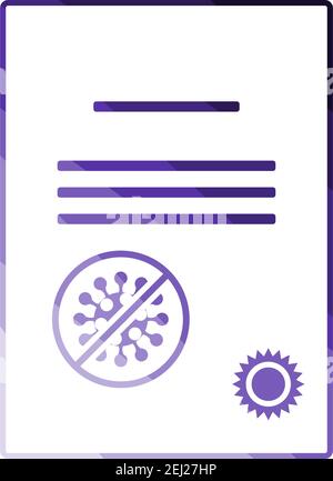No Coronavirus Certificate Icon. Flat Color Ladder Design. Vector Illustration. Stock Vector