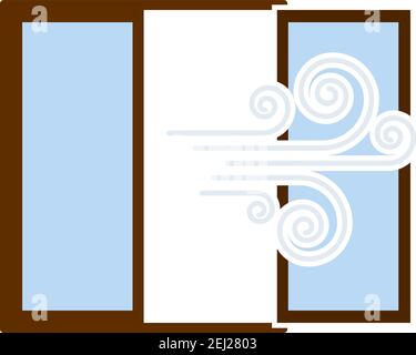 Room Ventilation Icon. Flat Color Design. Vector Illustration. Stock Vector