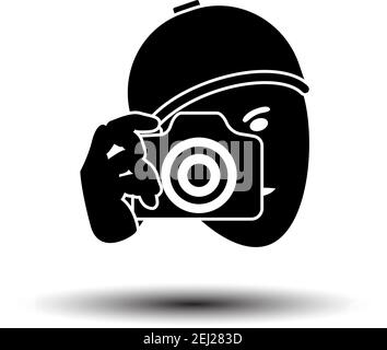Detective With Camera Icon. Black on White Background With Shadow ...