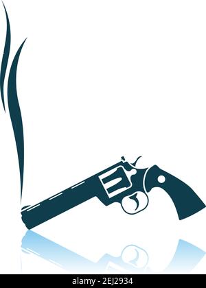 Smoking Revolver Icon. Shadow Reflection Design. Vector Illustration. Stock Vector