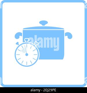 Pan With Stopwatch Icon. Blue Frame Design. Vector Illustration. Stock Vector