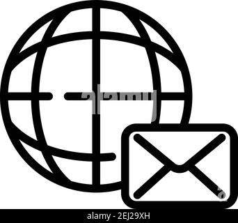 Global envelope icon. Outline global envelope vector icon for web design isolated on white background Stock Vector