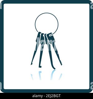 Lockpick Icon. Square Shadow Reflection Design. Vector Illustration. Stock Vector