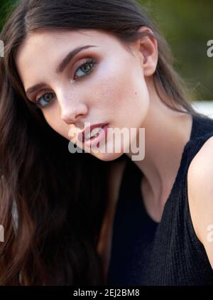 Close-up portrait of a beautiful young girl Stock Photo