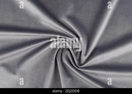 Fabric texture - top view and a close-up of a fragment of crushed gray velvet Stock Photo
