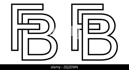 Logo sign fb bf icon sign interlaced letters B, F vector logo bf, fb first capital letters pattern alphabet b, f Stock Vector