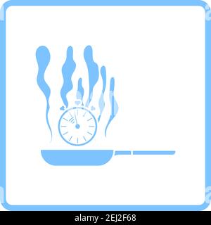 Pan With Stopwatch Icon. Blue Frame Design. Vector Illustration. Stock Vector