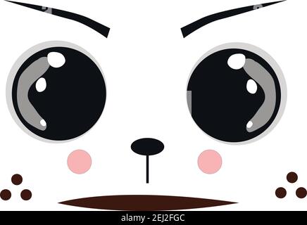 a teddy bear face angry displeased on white background Stock Vector