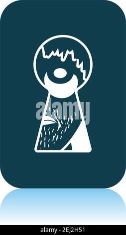 Criminal Peeping Through Keyhole Icon. Shadow Reflection Design. Vector Illustration. Stock Vector