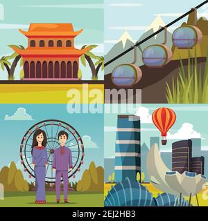 Singapore travel landmarks and vacation icons of attractions and ...