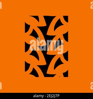 Bike Tyre Print Icon. Black on Orange Background. Vector Illustration. Stock Vector