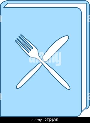 Menu Book Icon. Thin Line With Blue Fill Design. Vector Illustration. Stock Vector